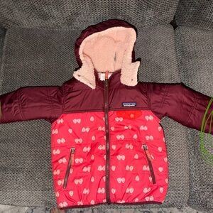 Patagonia Kids' Burgundy and Red Owl Patterned Jacket
